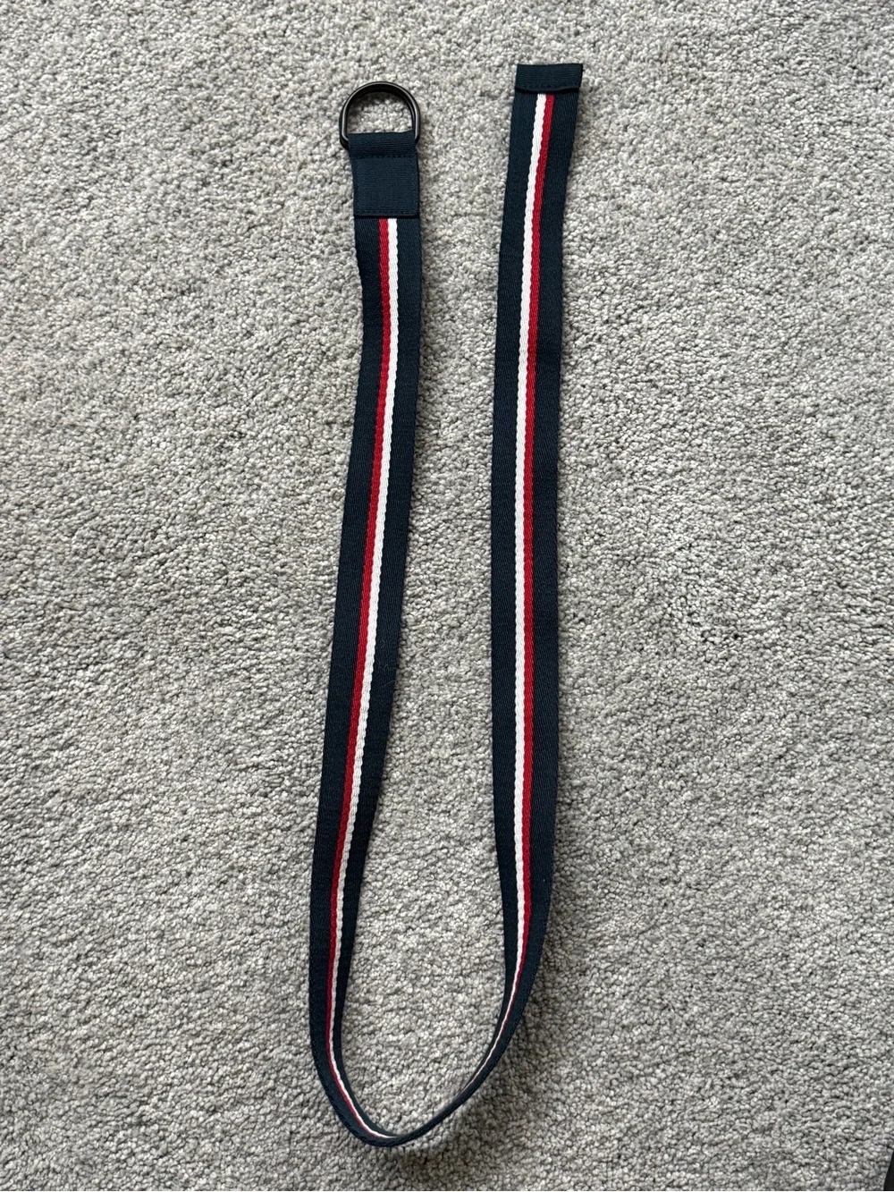 Tommy Hilfiger Navy Webbing Belt with Red and White Stripes